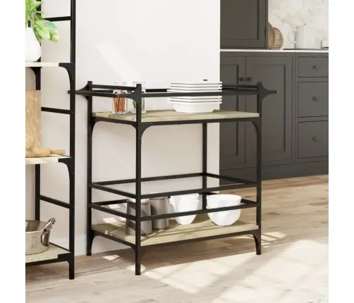 Virtuvės Vežimėlis, Ąžuolo, 82X40X78,5cm Apdirbta Mediena