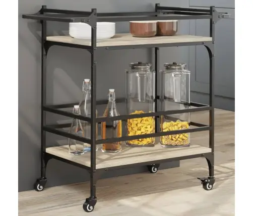 Virtuvės Vežimėlis, Ąžuolo, 82X40X78,5cm Apdirbta Mediena