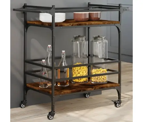 Virtuvės Vežimėlis, Dūminio Ąžuolo, 82X40X78,5cm Mediena