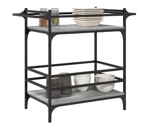 Virtuves Ratiņi, Pelēka Koka, 82X40X78,5 Cm, Inženierijas Koks Vidaxl