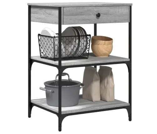 Virtuves Ratiņi, Pelēka Koka, 60X48X89,5 Cm, Inženierijas Koks Vidaxl