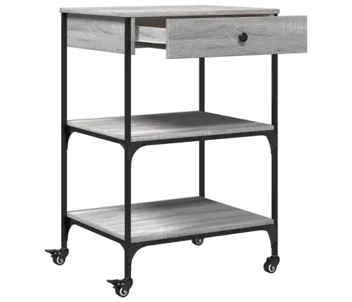 Virtuves Ratiņi, Pelēka Koka, 60X48X89,5 Cm, Inženierijas Koks Vidaxl