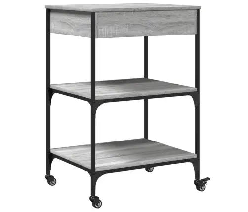 Virtuves Ratiņi, Pelēka Koka, 60X48X89,5 Cm, Inženierijas Koks Vidaxl