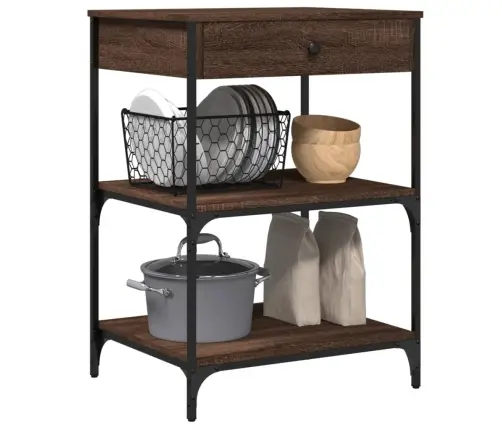 Virtuvės Vežimėlis, Rudas Ąžuolo, 60X48X89,5cm Mediena