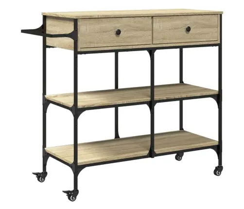 Virtuves Ratiņi, Ozola Krāsa, 105X42X95 Cm, Inženierijas Koks Vidaxl