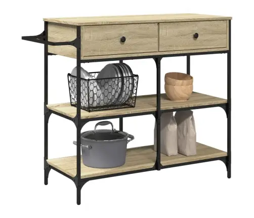 Virtuves Ratiņi, Ozola Krāsa, 105X42X95 Cm, Inženierijas Koks Vidaxl