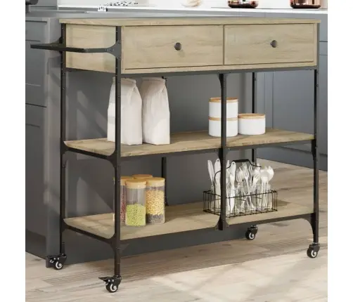 Virtuves Ratiņi, Ozola Krāsa, 105X42X95 Cm, Inženierijas Koks Vidaxl