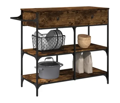 Virtuves Ratiņi, Ozola Krāsa, 105X42X95 Cm, Inženierijas Koks Vidaxl