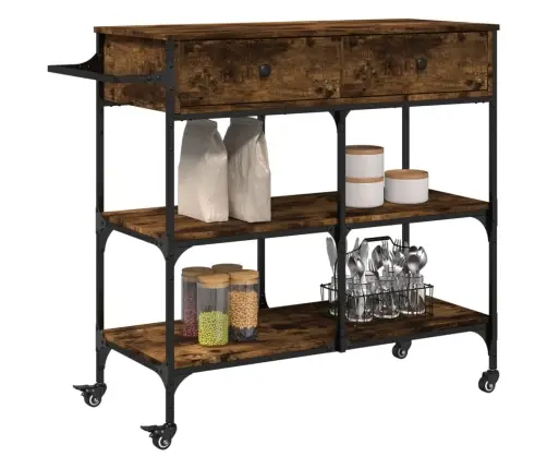 Virtuves Ratiņi, Ozola Krāsa, 105X42X95 Cm, Inženierijas Koks Vidaxl