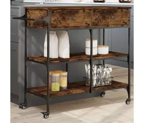 Virtuves Ratiņi, Ozola Krāsa, 105X42X95 Cm, Inženierijas Koks Vidaxl