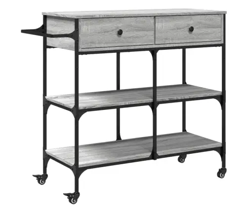 Virtuves Ratiņi, Pelēka Koka, 105X42X95 Cm, Inženierijas Koks Vidaxl