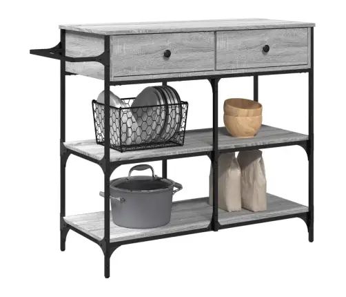 Virtuves Ratiņi, Pelēka Koka, 105X42X95 Cm, Inženierijas Koks Vidaxl