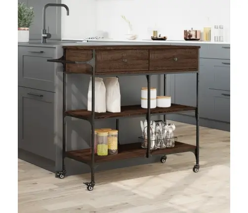 Virtuves Ratiņi, Brūni, 105X42X95 Cm, Inženierijas Koks Vidaxl