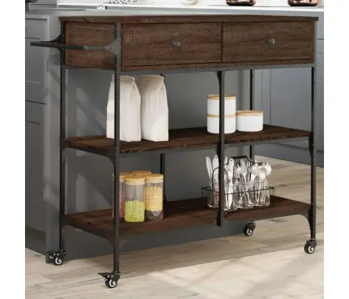 Virtuves Ratiņi, Brūni, 105X42X95 Cm, Inženierijas Koks Vidaxl