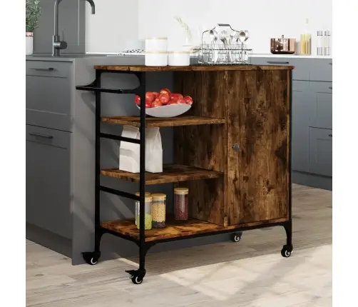 Virtuves Ratiņi, Ozola, 87,5X38,5X84,5 Cm, Inženierijas Koks Vidaxl