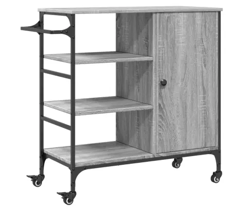 Virtuves Ratiņi, Pelēki, 87,5X38,5X84,5 Cm, Inženierijas Koks Vidaxl