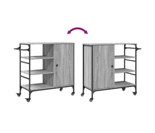 Virtuves Ratiņi, Pelēki, 87,5X38,5X84,5 Cm, Inženierijas Koks Vidaxl