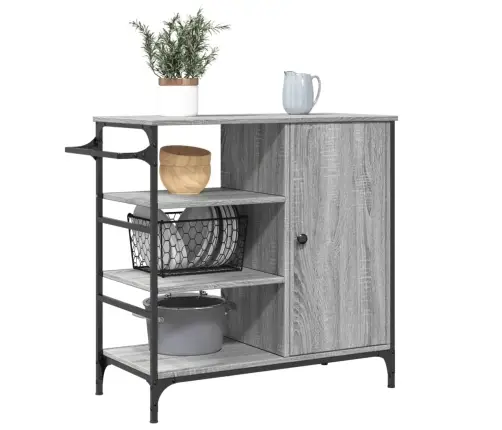 Virtuves Ratiņi, Pelēki, 87,5X38,5X84,5 Cm, Inženierijas Koks Vidaxl