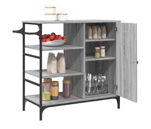 Virtuves Ratiņi, Pelēki, 87,5X38,5X84,5 Cm, Inženierijas Koks Vidaxl