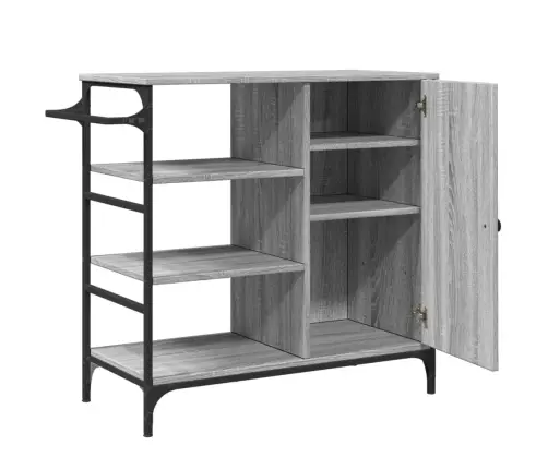 Virtuves Ratiņi, Pelēki, 87,5X38,5X84,5 Cm, Inženierijas Koks Vidaxl