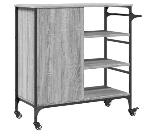 Virtuves Ratiņi, Pelēki, 87,5X38,5X84,5 Cm, Inženierijas Koks Vidaxl