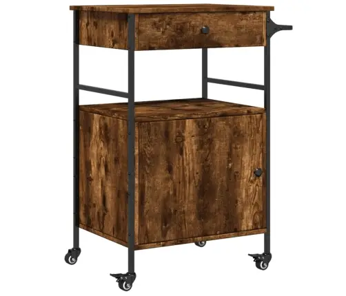 Köögikäru, Suitsutatud Tamm, 56 X 43 X 89,5 cm Tehispuit