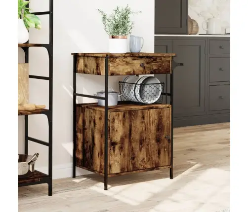 Köögikäru, Suitsutatud Tamm, 56 X 43 X 89,5 cm Tehispuit