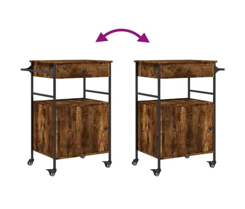 Köögikäru, Suitsutatud Tamm, 56 X 43 X 89,5 cm Tehispuit