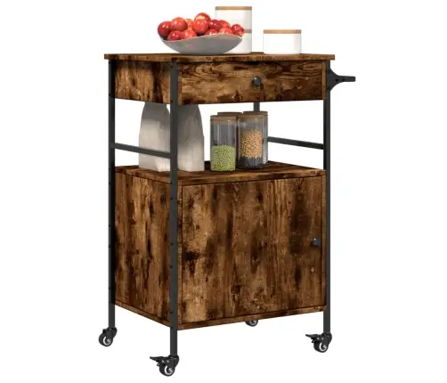 Köögikäru, Suitsutatud Tamm, 56 X 43 X 89,5 cm Tehispuit