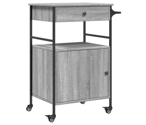 Virtuves Ratiņi, Pelēka Koka, 56X43X89,5 Cm, Inženierijas Koks Vidaxl