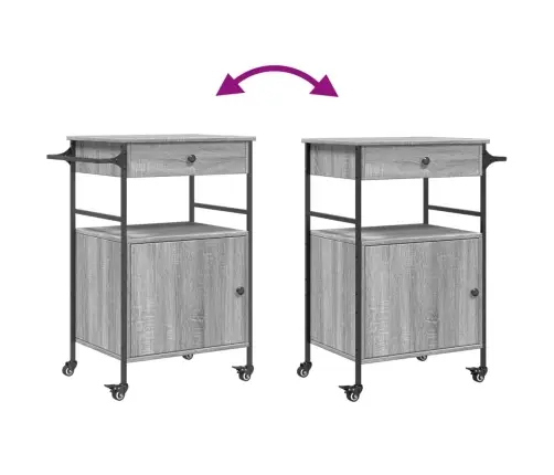 Virtuves Ratiņi, Pelēka Koka, 56X43X89,5 Cm, Inženierijas Koks Vidaxl