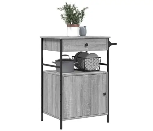 Virtuves Ratiņi, Pelēka Koka, 56X43X89,5 Cm, Inženierijas Koks Vidaxl