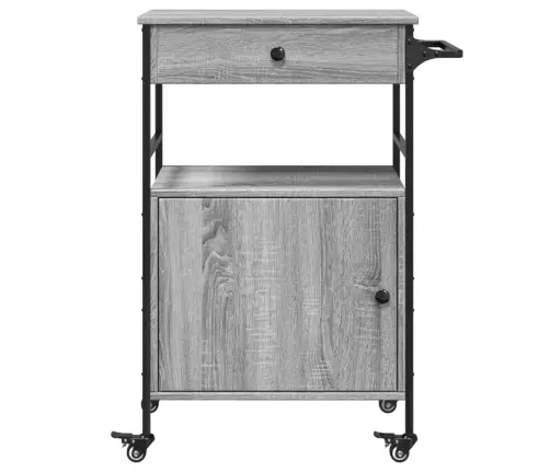 Virtuves Ratiņi, Pelēka Koka, 56X43X89,5 Cm, Inženierijas Koks Vidaxl