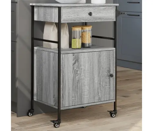 Virtuves Ratiņi, Pelēka Koka, 56X43X89,5 Cm, Inženierijas Koks Vidaxl