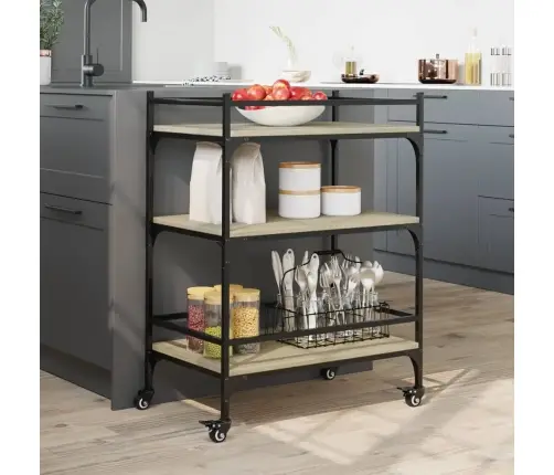 Virtuvės Vežimėlis, Ąžuolo, 65X40X86,5cm Apdirbta Mediena