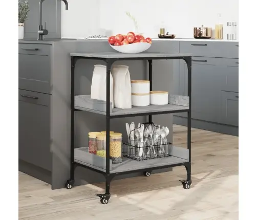 Virtuves Ratiņi, Pelēka Koka, 60X41X80,5 Cm, Inženierijas Koks Vidaxl