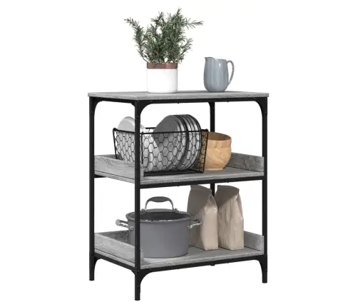 Virtuves Ratiņi, Pelēka Koka, 60X41X80,5 Cm, Inženierijas Koks Vidaxl