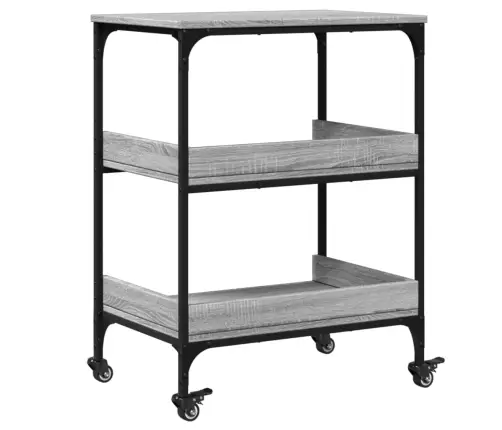 Virtuves Ratiņi, Pelēka Koka, 60X41X80,5 Cm, Inženierijas Koks Vidaxl