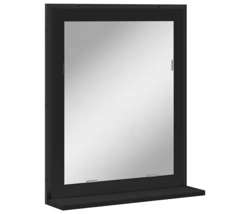 Riiuliga Vannitoapeegel, Must, 50 X 12 X 60 cm Tehispuit