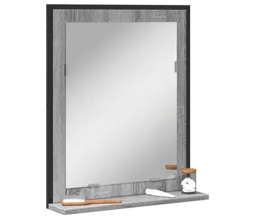 Vonios Veidrodis Su Lentyna, Pilkas Ąžuolo, 50X12X60cm Mediena