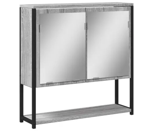 Veidrodinė Vonios Spintelė, Pilka Ąžuolo, 60X16X60cm Mediena