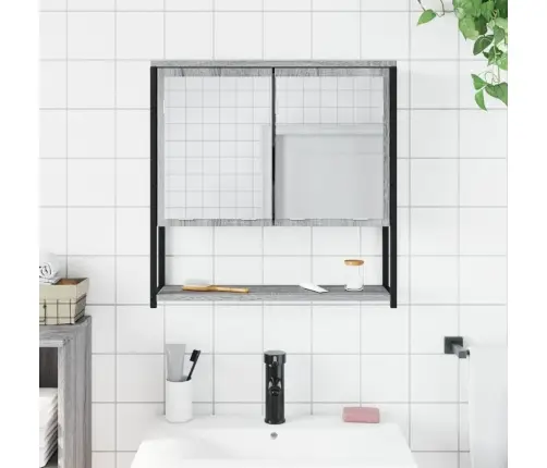 Veidrodinė Vonios Spintelė, Pilka Ąžuolo, 60X16X60cm Mediena