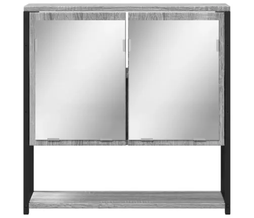 Veidrodinė Vonios Spintelė, Pilka Ąžuolo, 60X16X60cm Mediena