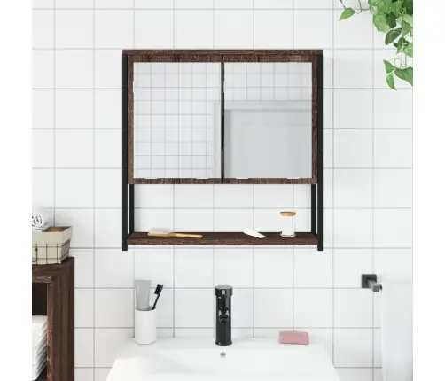 Vannitoa Peegelkapp, Pruun Tamm, 60 X 16 X 60 cm Tehispuit