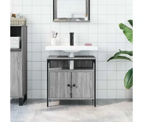 Spintelė Praustuvui, Pilka Ąžuolo, 60X30X60cm Apdirbta Mediena