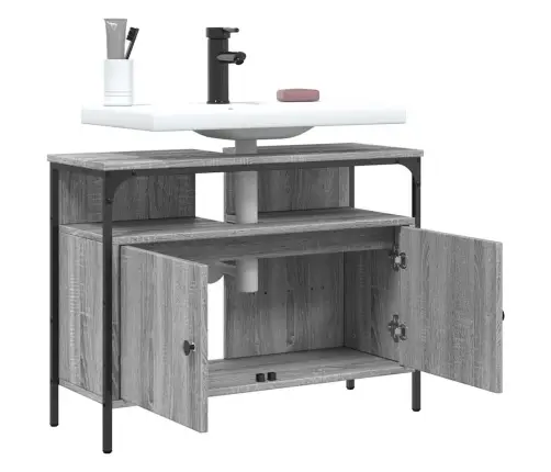 Izlietnes Skapītis, Pelēks, 80X30X60 Cm, Inženierijas Koks Vidaxl