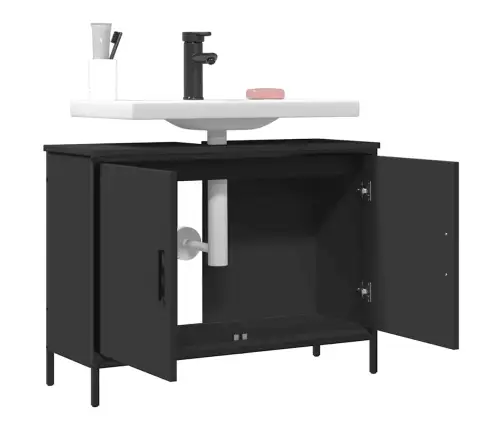 Izlietnes Skapītis, Melns, 80X30X60 Cm, Inženierijas Koks Vidaxl