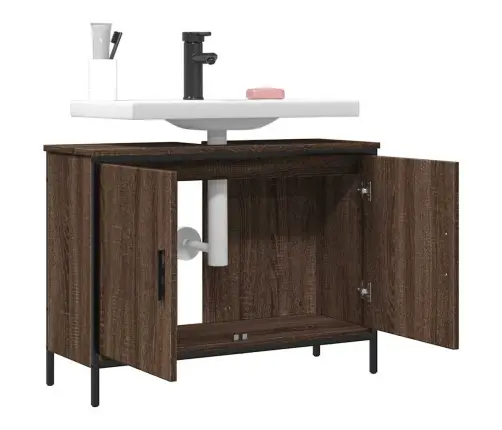 Spintelė Praustuvui, Ruda Ąžuolo, 80X30X60cm Apdirbta Mediena