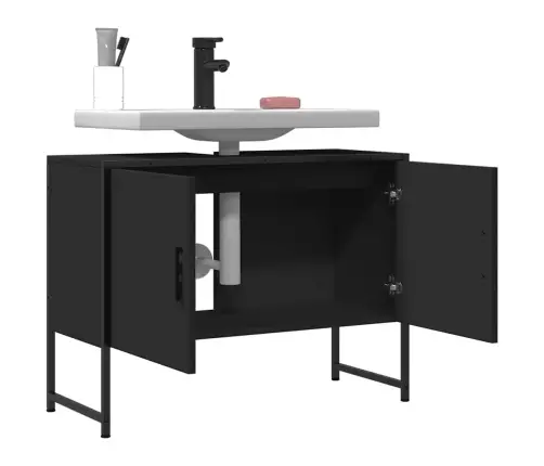 Izlietnes Skapītis, Melns, 80X33X60 Cm, Inženierijas Koks Vidaxl