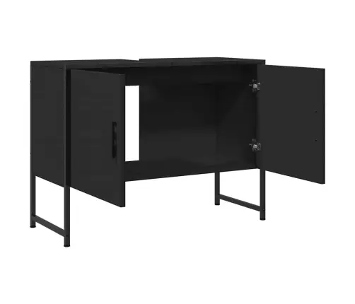 Izlietnes Skapītis, Melns, 80X33X60 Cm, Inženierijas Koks Vidaxl